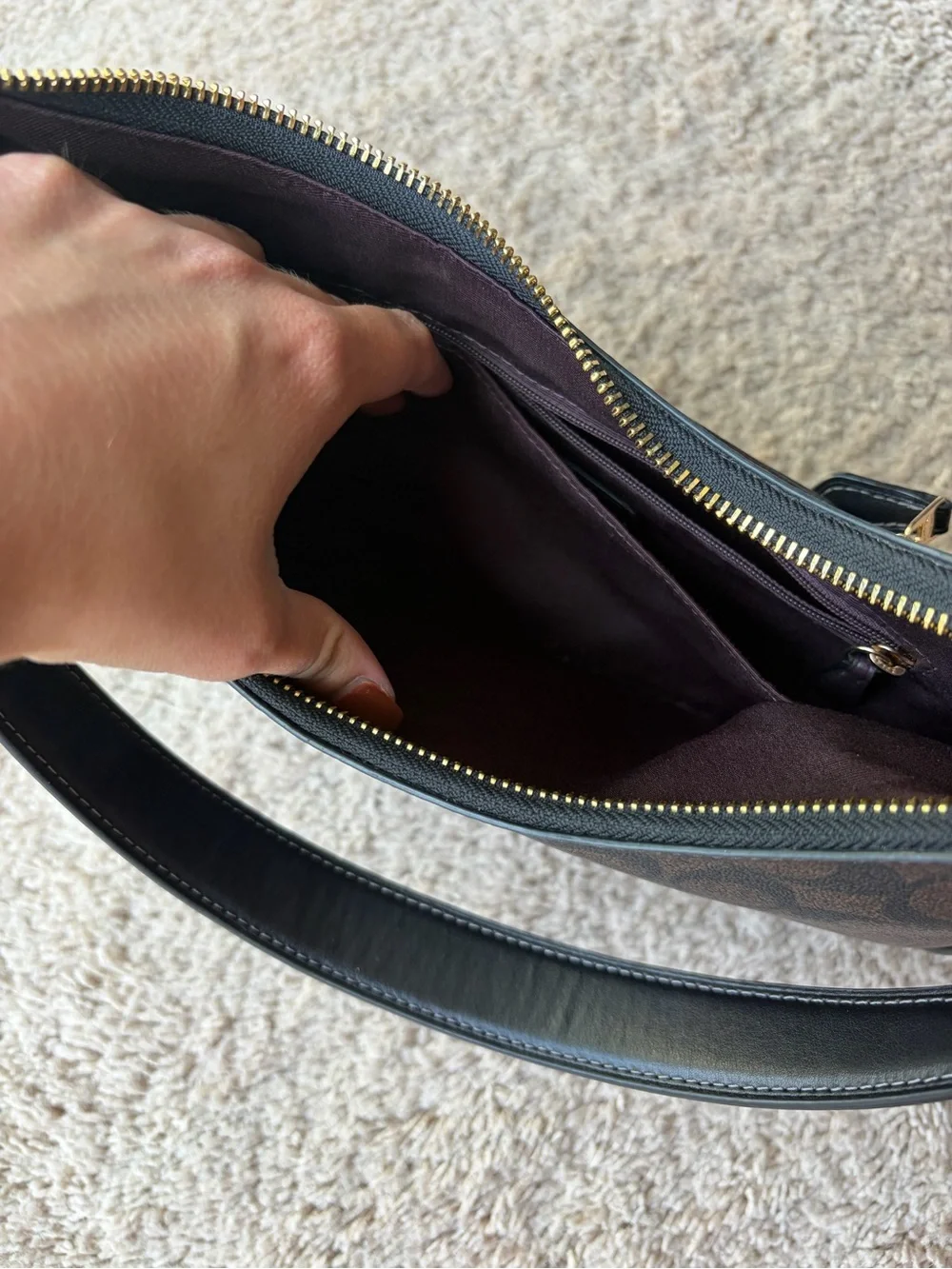 Coach Teri Hobo Bag in Signature Canvas | Gold Brown Black | Style Number CK161